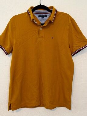 Tommy Hilfiger Men's Mustard Polo with Signature Contrast Trim